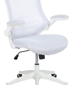 Flash Furniture Silla de oficina, ergonómica, con respaldo de malla, asiento perfilado y ajustable en altura, con palanca de inclinación con fijación, blanco