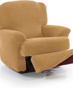 FAVERTI® Funda Super Elástica Sillón Relax de 70 a 90cm | Modelo NOVELE | Amarillo | Funda sillón reclinable pies Separados | Protector de Calidad de Tejido Jacquard Tacto algodón