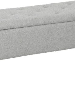 HOMCOM Banco con Espacio de Almacenamiento, tapizado con Aspecto de Terciopelo, Tapa abatible, baúl con Patas de Madera, Banco de Cama para salón, Dormitorio, Pasillo, 95 x 38 x 45 cm, Gris