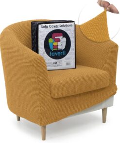 FAVERTI® Funda Super Elástica de Sillón Club con Funda de Asiento, Compatible con los sillones de IKEA TULLSTA y BAKLA | Modelo NOVELE | Amarillo | Tejido Jacquard de Calidad Tacto Algodón