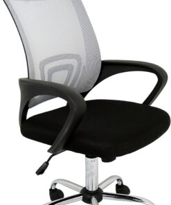 La Silla Española Ribadeo Silla de Oficina sin Reposacabezas, Poliéster y Rejilla, Gris, 53.5x57x98 cm