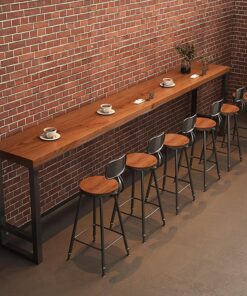 Mesa de Bar Moderna de Madera Maciza, Mesa de Bar Estrecha Industrial Rectangular, mesas Altas para Cocina y Comedor, sin taburetes(Walnut,120cm/47.2in)