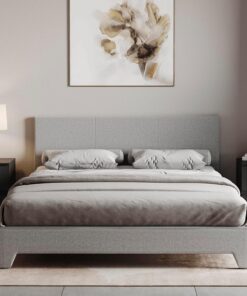 Vida Designs Victoria - Cama Doble, colchón de muelles ensacados de Lino y Gel de Espuma viscoelástica, Color Gris Claro, Doble