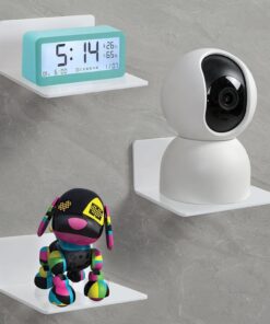 Estanteria Pared Blanca 3 Piezas Acrílico Estantes de Pared Sin Agujeros 10 cm Estantes Flotantes Autoadhesivo para habitación de los Niños con Clips Cables para Baño Cocina Oficina en Casa