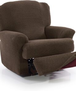 FAVERTI® Funda Super Elástica Sillón Relax de 70 a 90cm | Modelo NOVELE | Ante | Funda sillón reclinable pies Separados | Protector de Calidad de Tejido Jacquard Tacto algodón