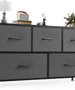 Sweetcrispy Cómoda para Dormitorio, cajón Ancho, Organizador de Almacenamiento, con 5 cajones, pequeño aparador, Soporte de TV para Dormitorio, Armario, Sala de Estar, habitación Infantil