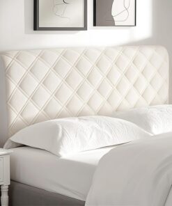 Funda para Cabecero Protector de Funda de Cabecera de Cama Funda Elástica Tejido de Terciopelo Suave para Dormitorio Blanco Roto 120cm