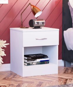 Vida Designs Home Discount Mesita de Noche, 1 cajón, Tiradores y guías de Metal