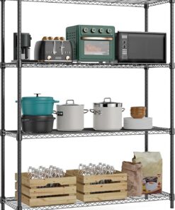 M MZG Estantería Metálica de Carga Pesada de 4 Niveles, hasta 635,6 kg, Baldas Ajustables, para Garaje, Taller y Almacén, Estudio,Cromado, 40 x 115 x 150,8 cm