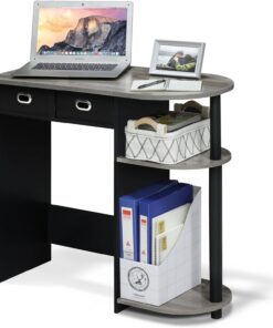 Furinno Go Green Escritorio, Madera, Roble francés Gris/Negro/Negro, 39.62 x 80 x 72.39 cm