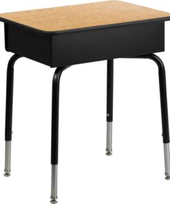Flash Furniture FD-Desk-GG - Escritorio para Estudiantes con Caja de Libros de Metal Frontal Abierta, Color Negro