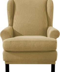 EBETA Jacquard Funda de Sillón Funda Orejero elástica, Funda Cubre Sillón Relax 1 Plaza, Funda Cojín Independiente (Amarillo)