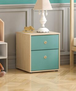 Junior Vida Neptune - Mesita de Noche con 2 cajones, cómoda de Almacenamiento para Dormitorio, Muebles Infantiles (Azul y Roble)