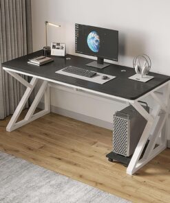 Escritorio Sencillo para computadora, Mesa de Estudio, Gaming con Patas de Acero al Carbono Tipo K, Escritorio Grande de Oficina y PC para Dormitorio(Black+White Frame,80x60x74cm)