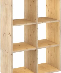 Astigarraga Kit Line Estantería Modular 6 Cubos Dinamic, Madera Maciza Pino - 105,4x70,8x33 cm