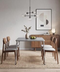 FurnitureR - Mesa Plegable de Metal con diseño Minimalista (86 cm), diseño de Mesa de Comedor con Marco de Metal y Upholstered sintético Superior, Moderno y portátil para Comedor o Trabajo de 86 cm