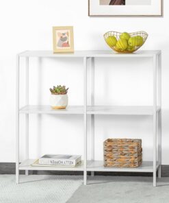 HDANI Mesa Consola de Metal de 80cm con 3 Estantes de Almacenaje (Blanco, 80x25x75cm)