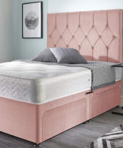 Bed Centre Ziggy - Cama diván de Espuma viscoelástica con colchón, sin cabecero, sin cajones, Color Rosa, King (150cm X 200cm)
