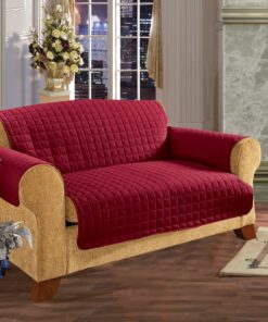 Elegancia Lino Acolchado Antideslizante para Water-Absorbent Muebles Protector para sofá, Color Rojo