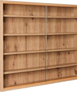 Inter Link - Vitrina de colección - Vitrina - Estantería de pared - Vitrina de cristal - Estantería de pared - Estantería colgante - MDF - Beige (Roble Artesanal), (80x60x9.5cm) Artisario