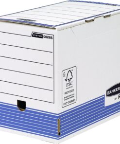 Fellowes Bankers Box - Caja de archivo definitivo automático, A4, 200 mm, 10 unidades, color blanco y azul