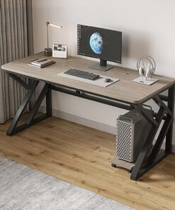 Escritorio Sencillo para computadora, Mesa de Estudio, Gaming con Patas de Acero al Carbono Tipo K, Escritorio Grande de Oficina y PC para Dormitorio(Gray+Black Frame,80x60x74cm)