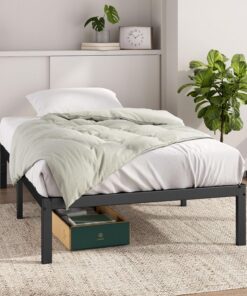 Zinus Elias Cama 80 x 190 cm – Estructura de Cama de 36 cm con Almacenamiento Debajo de la Cama – Estructura de Cama con Plataforma de Metal – Negro