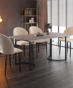 Juego de comedor con 4 sillas, mesa de cocina con patrón de terciopelo, patas ajustables, parte superior de MDF, muebles elegantes para comedor