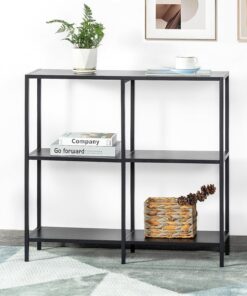 HDANI Mesa Consola de Metal de 80cm con 3 Estantes de Almacenaje (Negro, 80x25x75cm)
