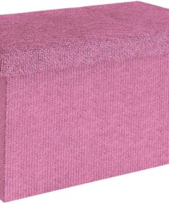 INTIRILIFE Banco Plegable 49x30x30cm en Rosa - Asiento Cubo de Tela con Espacio de Almacenamiento y Tapa en Aspecto de Lino - Asiento Cubo reposapiés Plegable Caja de Almacenamiento arcón Taburete