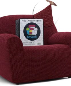 FAVERTI® Funda Sillón Super Elástica 1 Plaza de 70 a 110 cm | Modelo NOVELE | Burdeos | Funda Universal Ideal para Cualquier Forma de sillón | Protector de Calidad Tejido Jacquard Tacto algodón