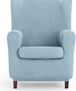 ECOMMERC3 | Funda Sillón Orejero Universal y Versátil – Funda Sillón Color Azul Celeste Protector Fácil de Colocar para Respaldo, Asiento y Brazos