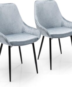 Kare Design East Side-Sillas 2 Unidades, Color, Terciopelo Gris, 83x48x57cm