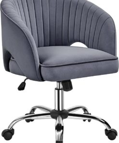 Yaheetech Silla Oficina Terciopelo Respaldo Altura Ajustable Gris Oscuro | Silla de Oficina Terciopelo, Silla Altura Ajusatble, Silla con Respaldo, Función de Inclinación, Tapizada de Tela