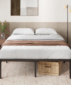 Zinus Van Somier 135x190 cm - Altura 41 cm - Base Cama Matrimonio en Acero - Láminas de Metal - Montaje Fácil- Espacio de Almacenamiento - Negro