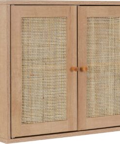 HOME DECO FACTORY - HD0226 - Armario de Pared - Modelo Bali - Colección Natural Crush - Mobiliario - Mueble de Baño - 60 x 50 x 20 cm - Color Marrón