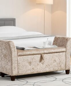 Vida Designs Seville - Otomana de Almacenamiento, baúl de Tela con Tapa, Asiento, Taburete, Banco de Ventana, baúl, Caja de Almacenamiento de Juguetes, Puff, reposapiés, Terciopelo champán