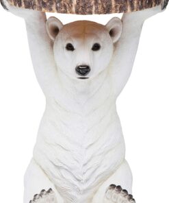 Kare Design mesa de centro Animal Polar Bear, blanco, diámetro 37 cm, mesita de café, estilo pop, motivo animal oso, 53x37x37 cm