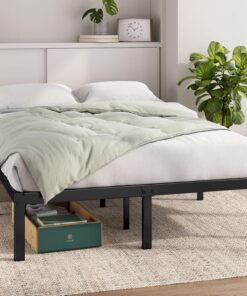 Zinus Elias - Base de Cama Doble con Espacio de Almacenamiento Debajo, 135 x 190 cm, Base de Metal con Soporte de Listones de Acero, fácil Montaje, Color Negro
