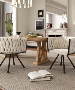 ModernLuxe Juego de 2 sillas de comedor giratorias de 360°, sillas de cocina ligeras de lujo con respaldo curvado y patas de soporte de metal, sillas de terciopelo para sala de estar, comedor,