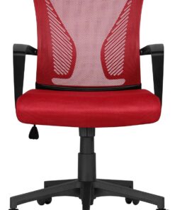 Yaheetech Silla de Oficina Escritorio con Ruedas Regulable en Altura Rojo | Silla Giratorio, Malla Transpirable, Función de Mecedora, Silla para Estudio Despacho, Múlti Color