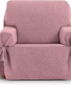 Eysa Valkiria Funda de sillón 1 Plaza con Lazos, para sillones de 80 cm-120 cm Respaldo orientativamente (Unos 55 cm - 60 cm de sentada del sillón), Rosa.