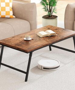 Mesa De Centro Plegable, Diseño de Hebilla Metálica a Presión, Firme y Estable, Se Puede Utilizar como Mesa Auxiliar De Salón O De Sofá, 105 X 55 X 40 Cm, Marrón Oscuro