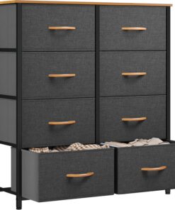 YITAHOME Cajonera de Tela, Cómoda de Tela, Unidad de Almacenamiento de Tela, con 8 cajones Extraíbles, Cómoda de para Sala de Estar, Dormitorio, habitación Infantil, Gris Oscuro