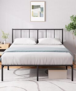 Zinus Justin Cama matrimonial – Cama de 160 x 190 cm – Base de Metal Duradera con cabecero – Altura 30 cm – Somier de Metal Incluido – Espacio de Almacenamiento Debajo – Diseño Moderno – Negro