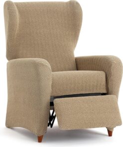 ECOMMERC3 | Funda Bielástica para Sillón Relax Súper Elástico – Funda Sillón Relax Color Beige Adaptable, Transpirable y Fácil de Colocar con Espumas de Sujeción y Gomas