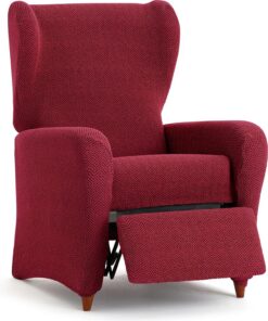 ECOMMERC3 | Funda Bielástica para Sillón Relax Súper Elástico – Funda Sillón Relax Color Burdeos Adaptable, Transpirable y Fácil de Colocar con Espumas de Sujeción y Gomas