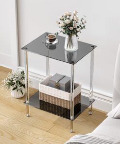 Mesa Centro Cristal 2 Niveles Transparent emesa de Centro | Reduce el desorden espacial,Estructura estable sin oscilaciones,Ideal para salon dormitorio cocina,Útil como mesa auxiliar