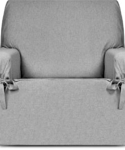 Eysa Genna Funda de sofá con Lazos Antimanchas 1 Plaza Color Gris Claro
