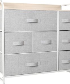 YITAHOME Cajonera de Tela, Cómoda de Tela, Unidad de Almacenamiento de Tela, con 7 cajones Extraíbles, Cómoda de para Sala de Estar, Dormitorio, habitación Infantil, Gris Claro